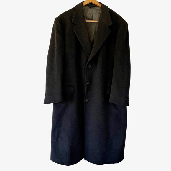 Mark Shale Cashmere Overcoat Charcoal Black Button Down Business Dress Coat 46R - Picture 1 of 16